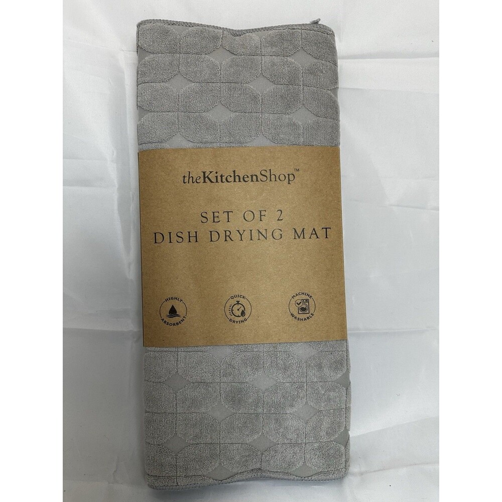 The Kitchen Super Dish Drying Mat Gray 15" x 20"  2 Pack